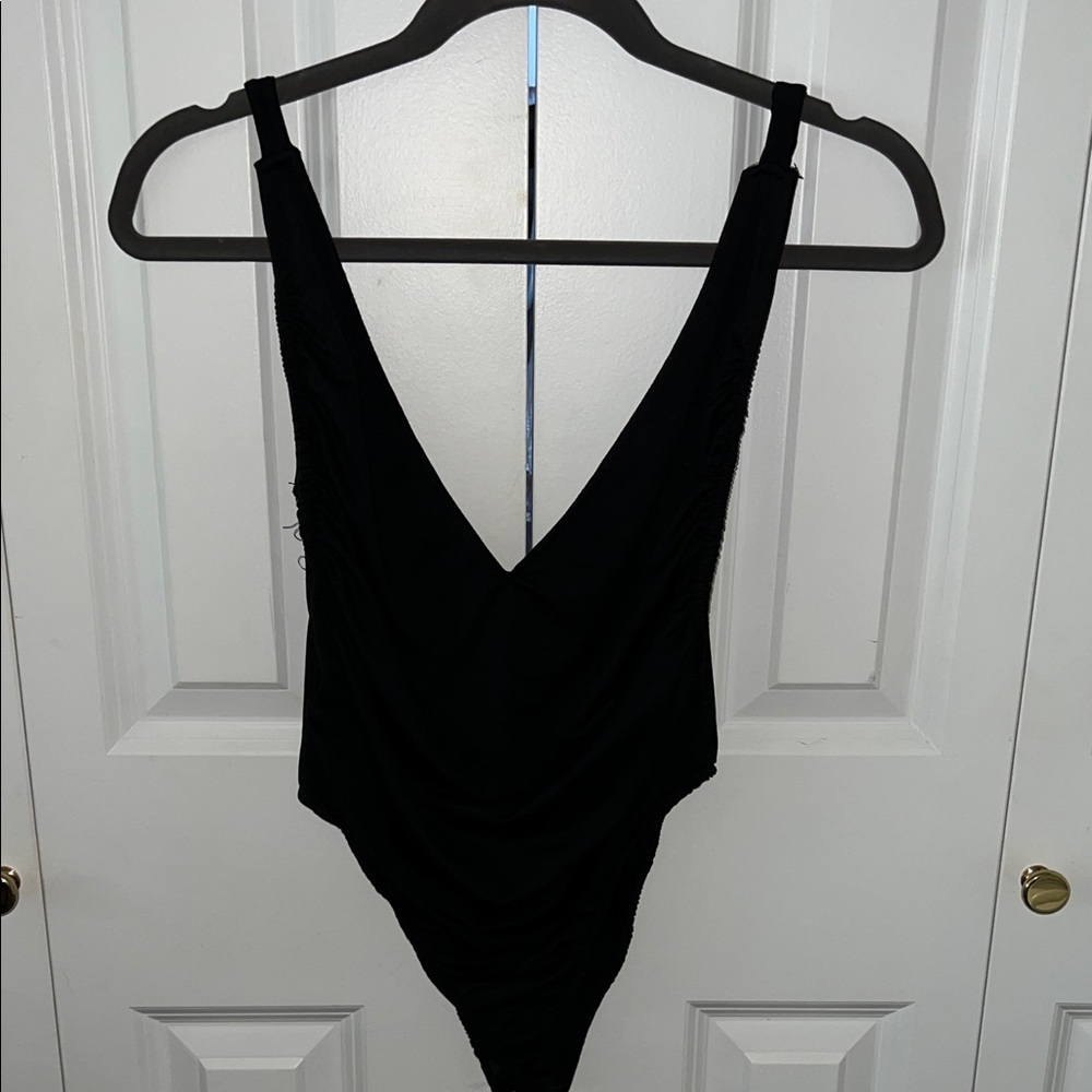 Black Plunging V-Neck Bodysuit